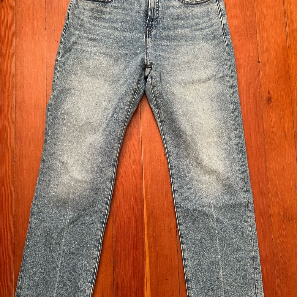 Madewell Blue Straight Leg Jeans with Vintage Fading